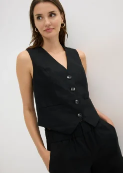 Chaleco y pantalón corto de mezcla de lino