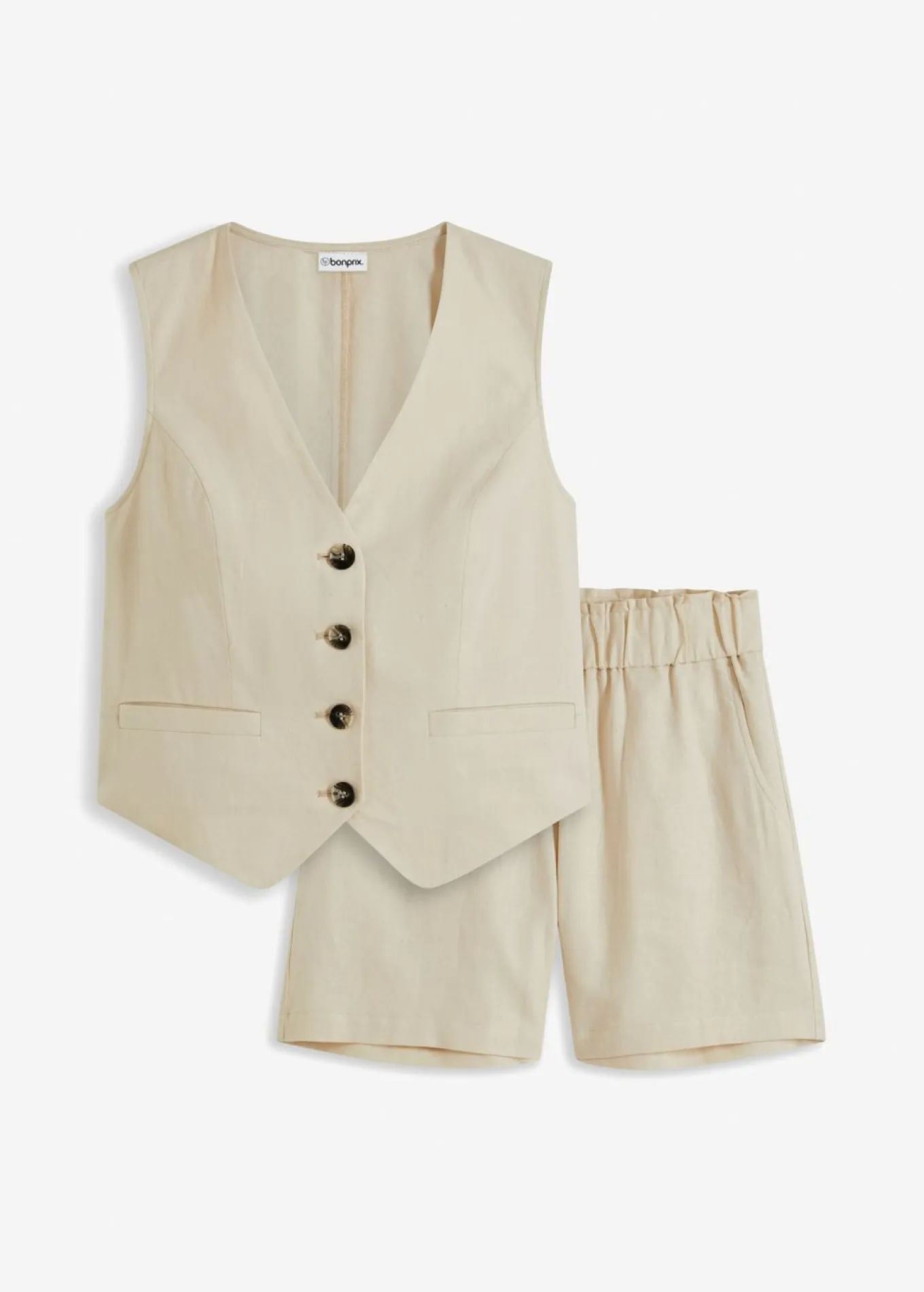 Chaleco y pantalón corto de mezcla de lino