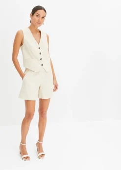 Chaleco y pantalón corto de mezcla de lino