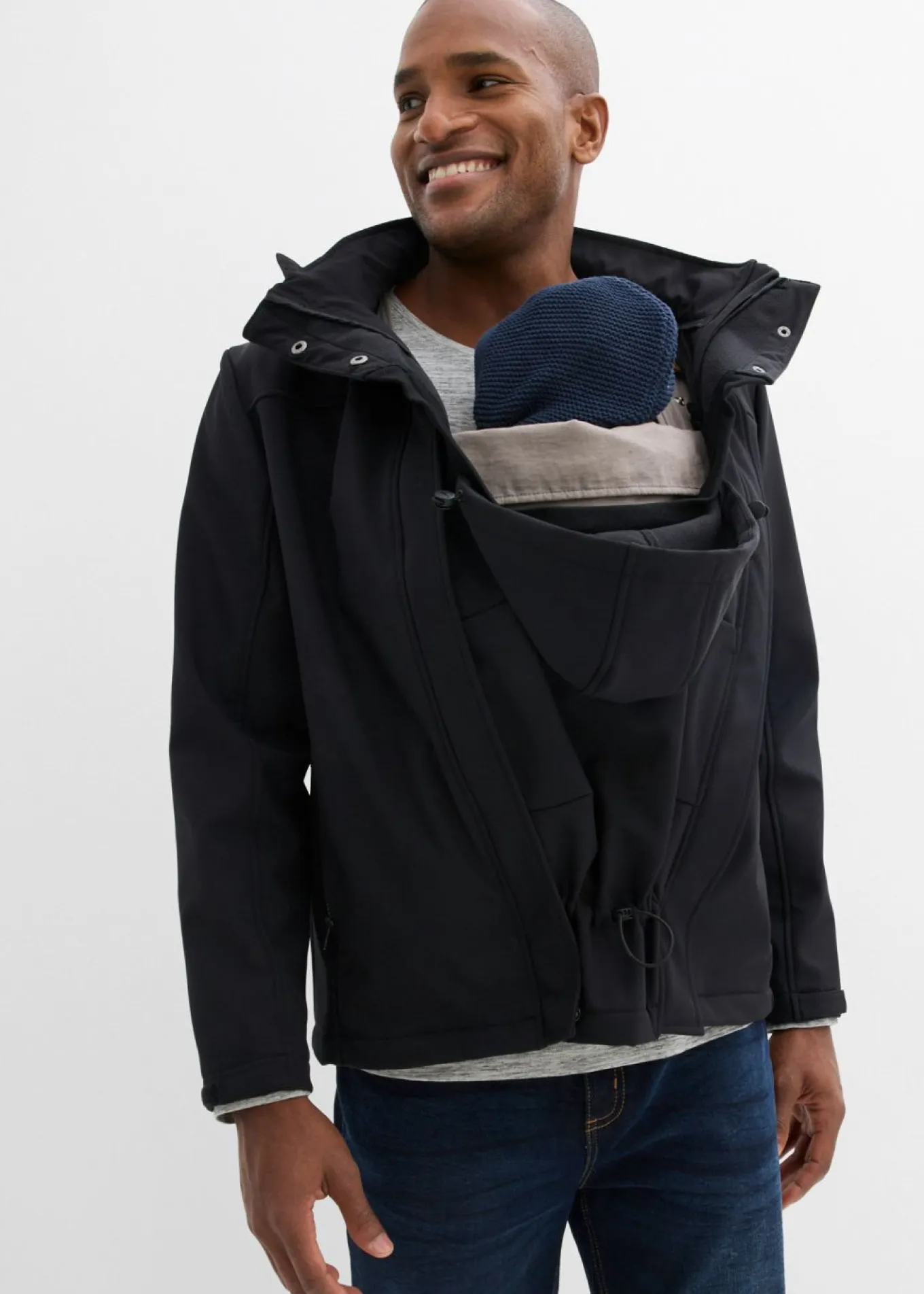 Chaqueta 3 en 1 con función de porteo en la parte delantera y trasera para hombres