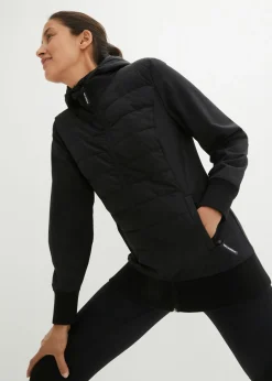 Chaqueta acolchada híbrida con mezcla de materiales, repelente al agua