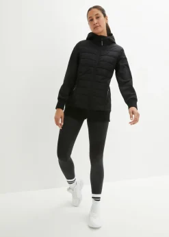 Chaqueta acolchada híbrida con mezcla de materiales, repelente al agua