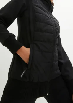 Chaqueta acolchada híbrida con mezcla de materiales, repelente al agua