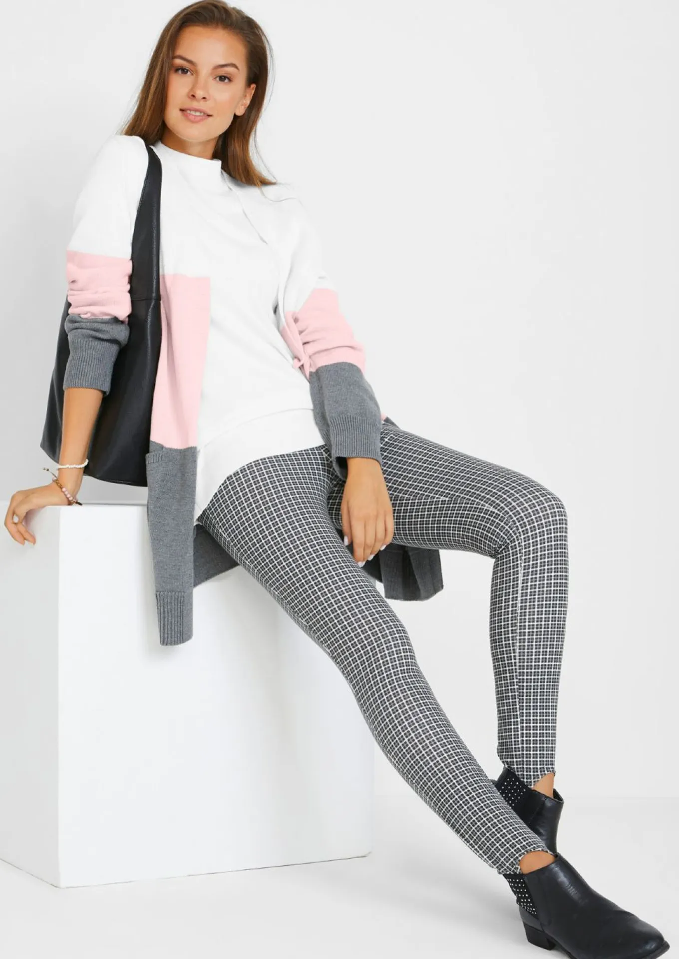 Chaqueta ancha de punto con manga larga