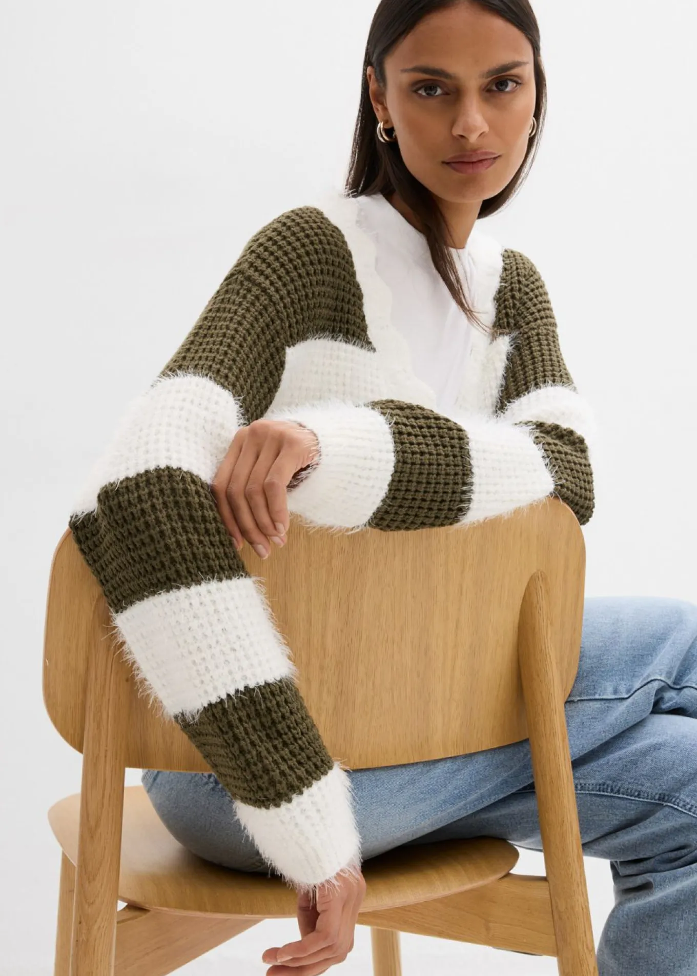 Chaqueta ancha de punto grueso
