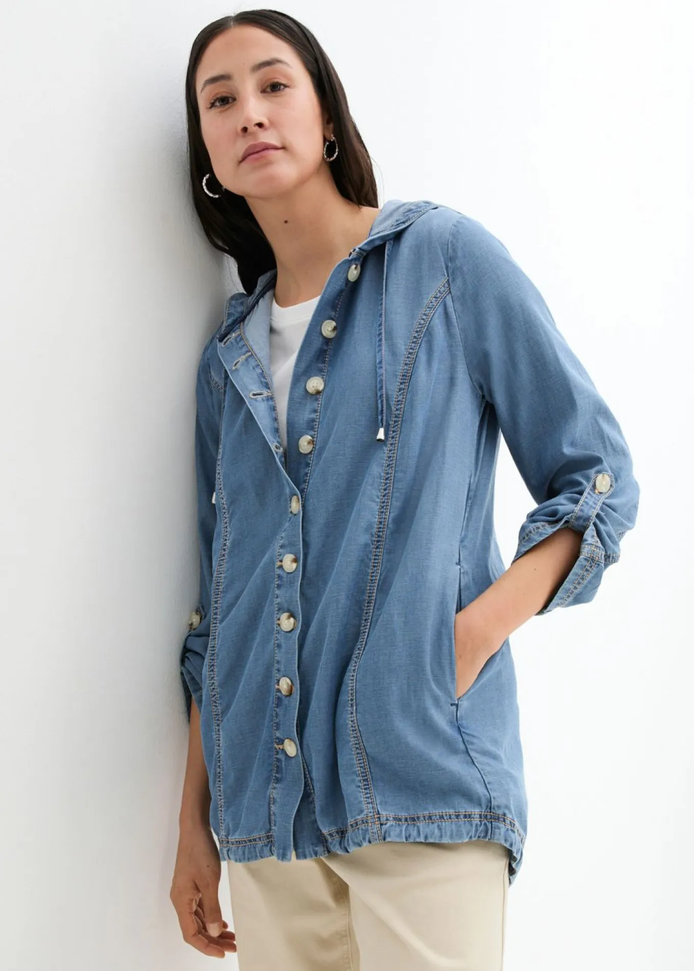 Chaqueta camisera con lino refrescante
