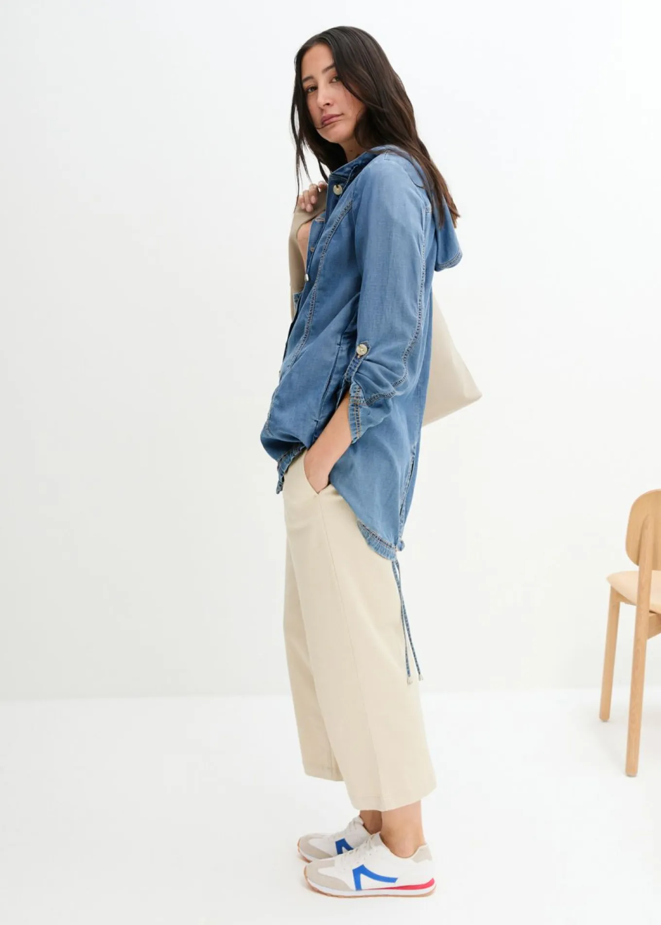 Chaqueta camisera con lino refrescante