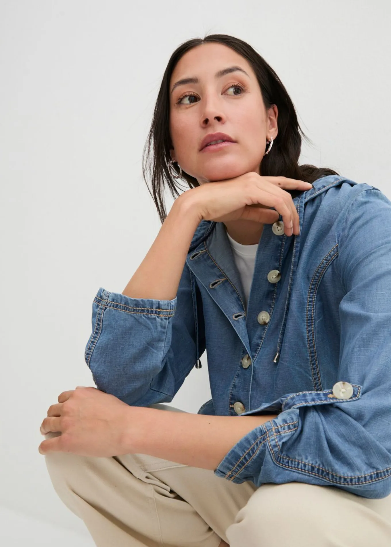 Chaqueta camisera con lino refrescante