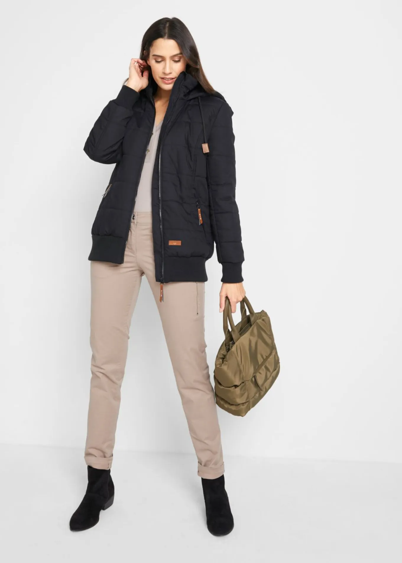 Chaqueta con detalles de piel sintética para exteriores