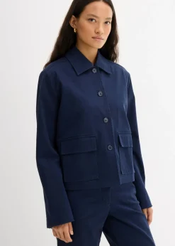Chaqueta corta de entretiempo de mezcla de algodón orgánico elástico