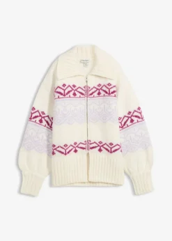 Chaqueta corta de punto con patrón nórdico