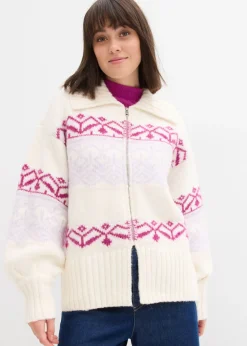 Chaqueta corta de punto con patrón nórdico