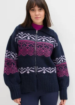 Chaqueta corta de punto con patrón nórdico