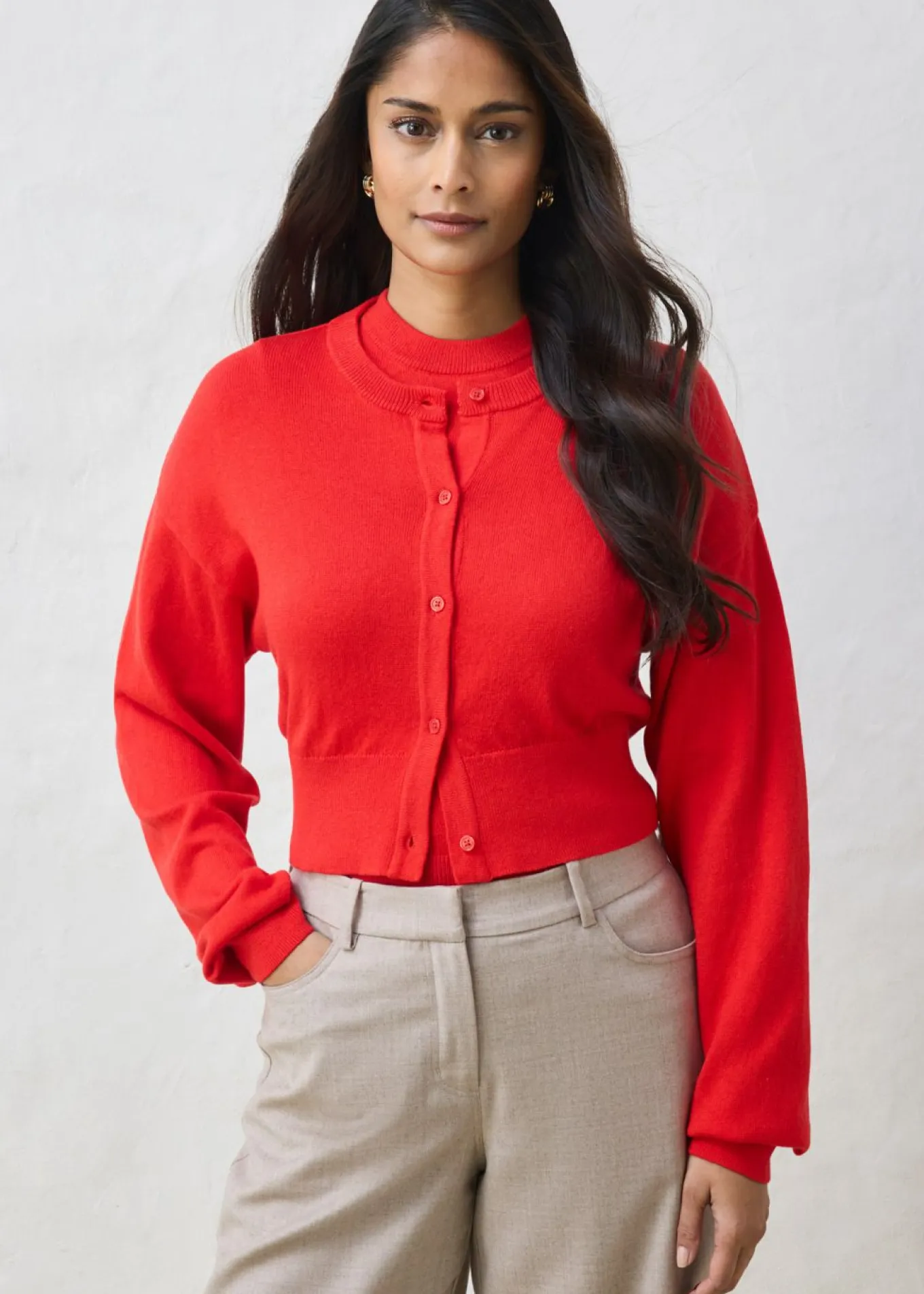 Chaqueta corta de punto con contenido de seda
