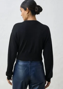 Chaqueta corta de punto con contenido de seda