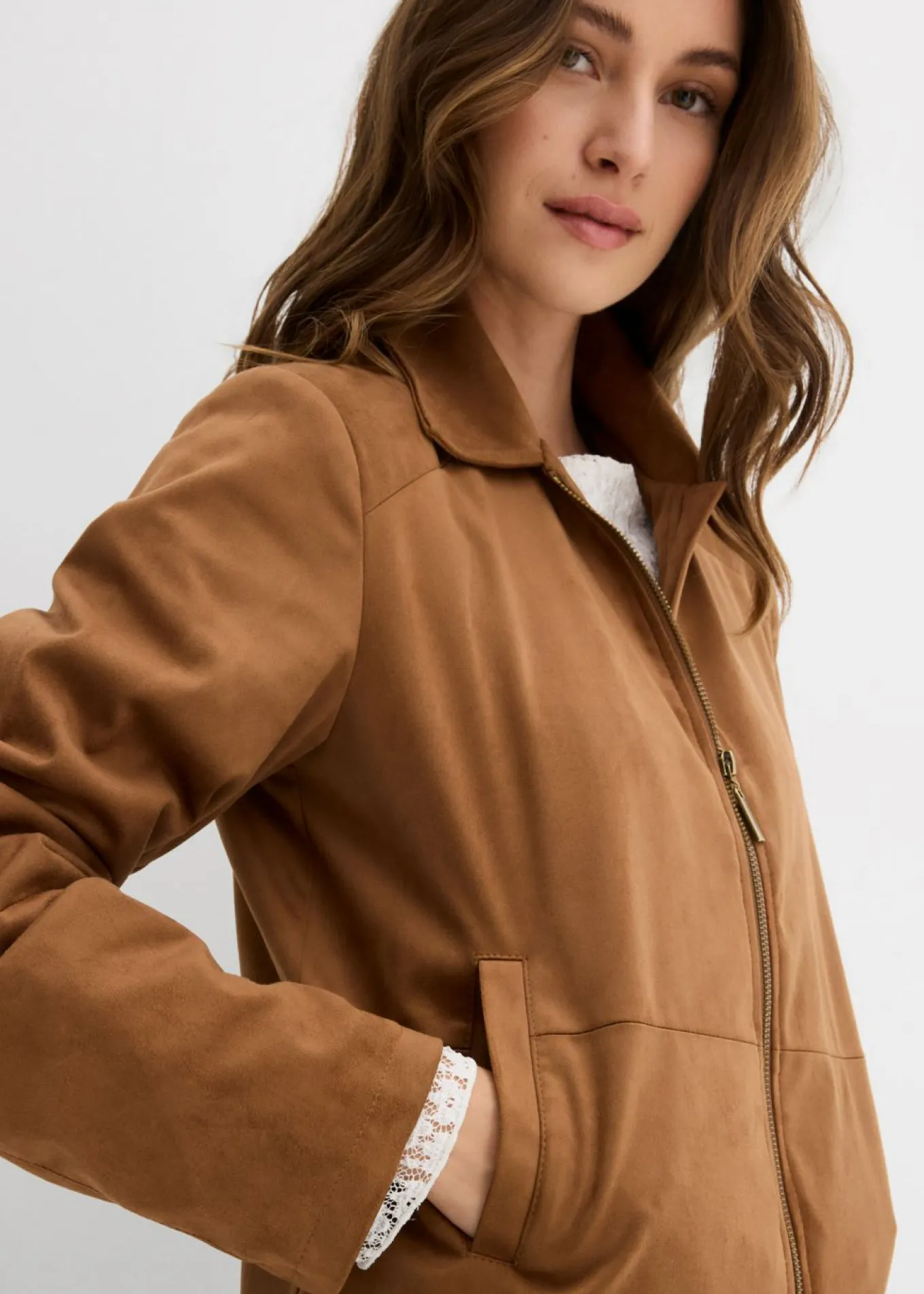 Chaqueta de ante sintético