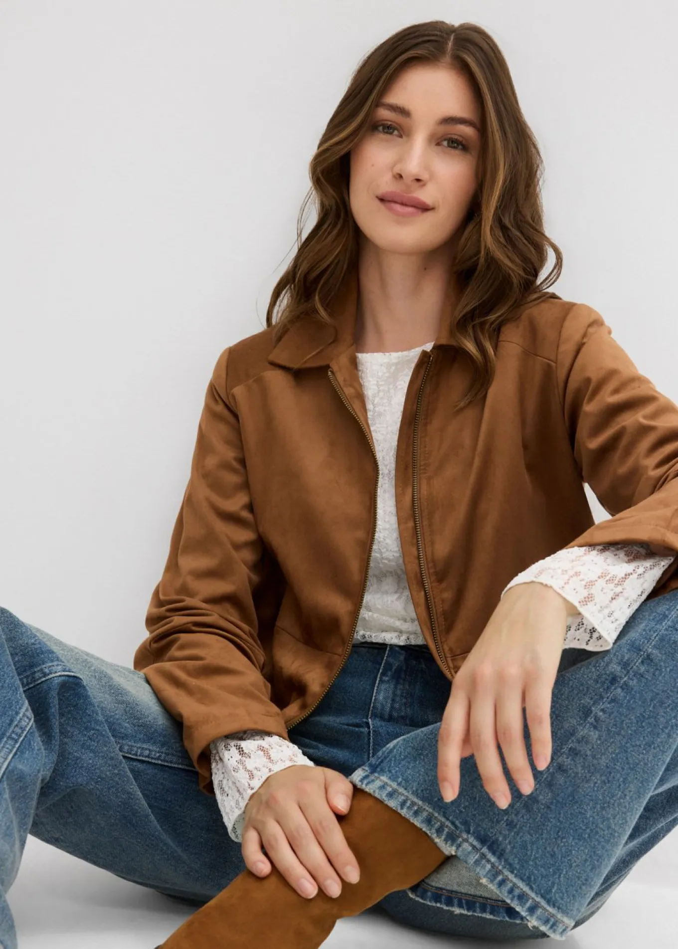 Chaqueta de ante sintético