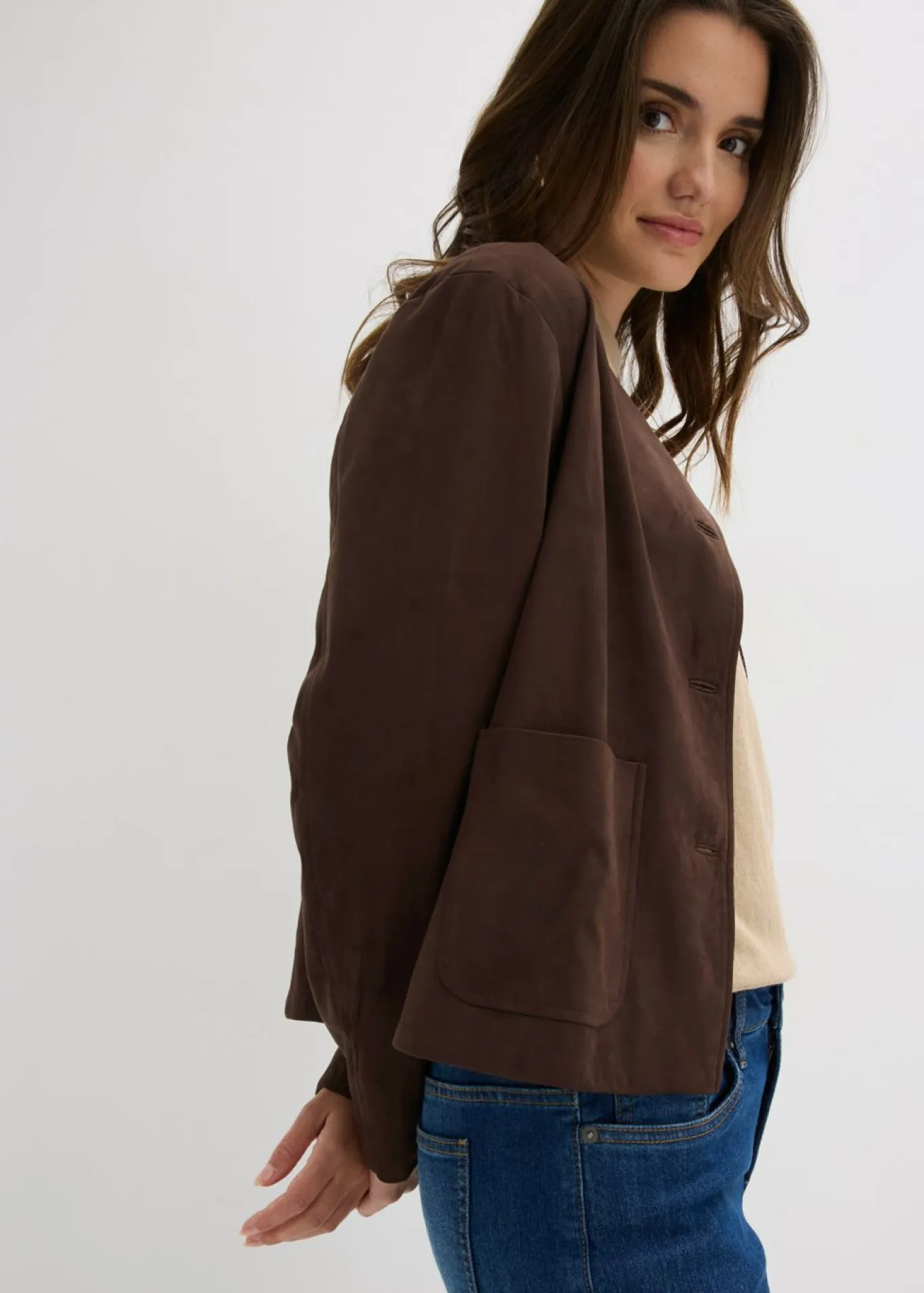 Chaqueta de ante sintético