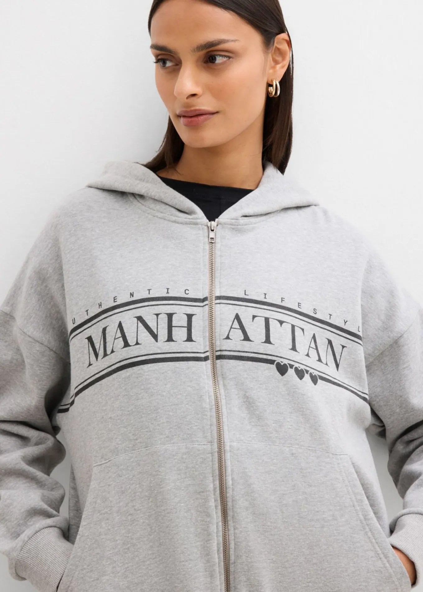 Chaqueta de chándal ancha con capucha de algodón orgánico puro