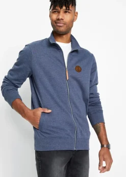 Chaqueta de chándal con cuello alto con detalles de piel sintética