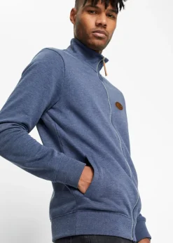 Chaqueta de chándal con cuello alto con detalles de piel sintética