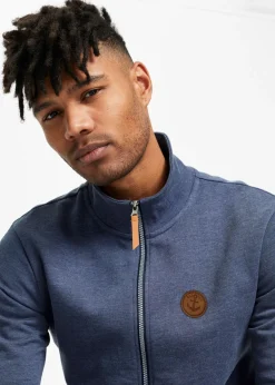 Chaqueta de chándal con cuello alto con detalles de piel sintética