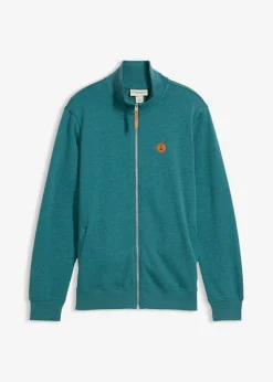 Chaqueta de chándal con cuello alto con detalles de piel sintética