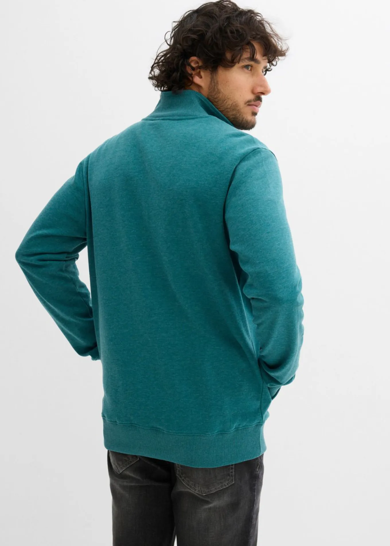 Chaqueta de chándal con cuello alto con detalles de piel sintética