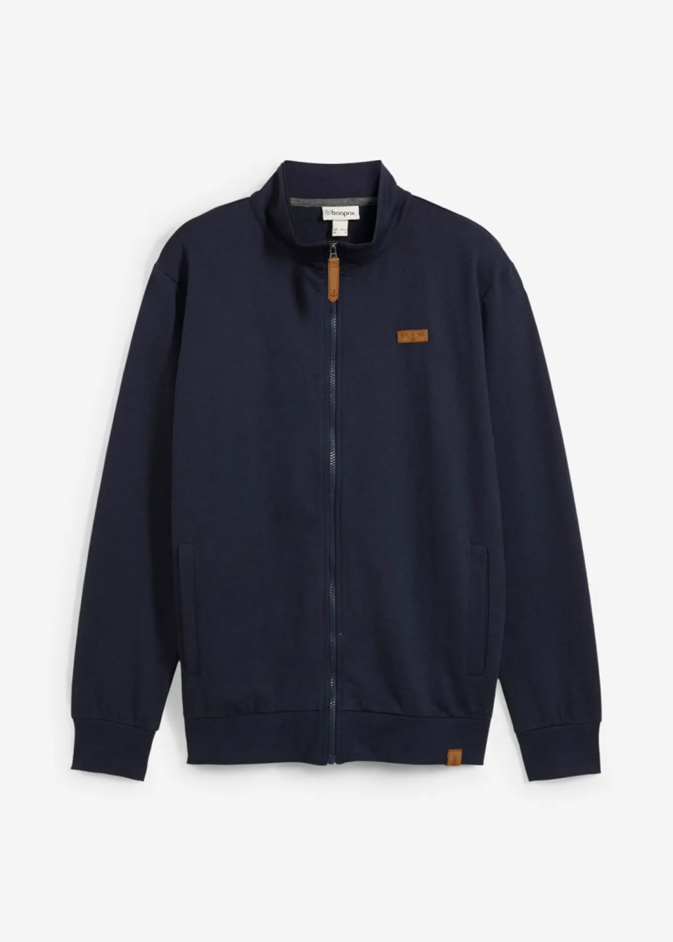Chaqueta de chándal con cuello alto con detalles de piel sintética