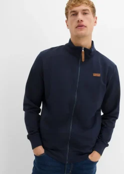 Chaqueta de chándal con cuello alto con detalles de piel sintética