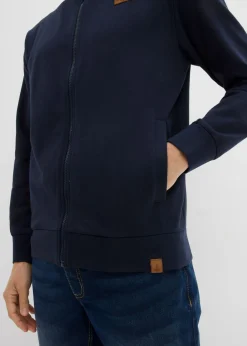 Chaqueta de chándal con cuello alto con detalles de piel sintética