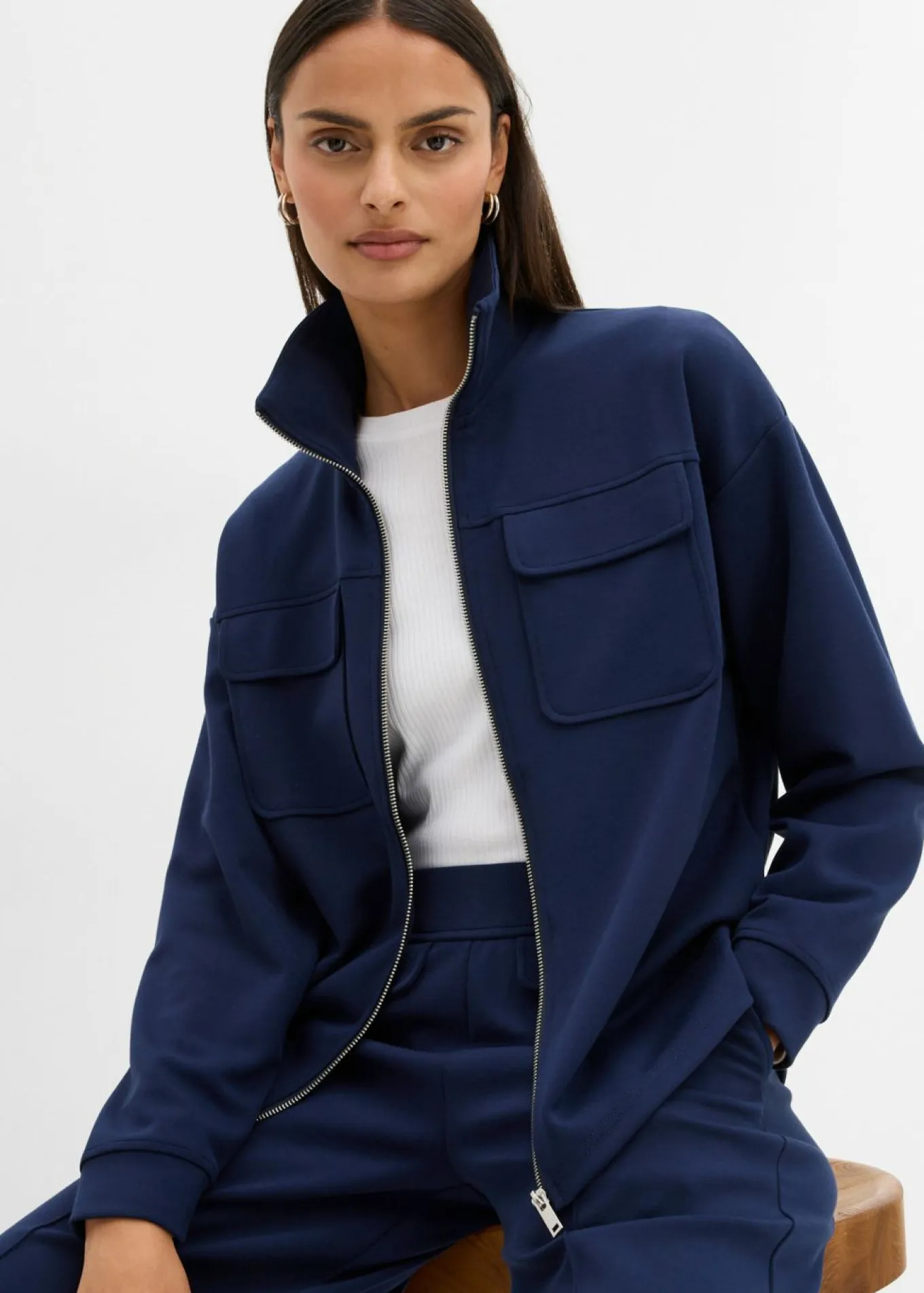 Chaqueta de chándal de mezcla de viscosa ligeramente brillante