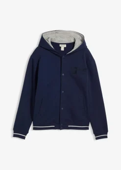 Chaqueta de chándal tipo college de algodón orgánico puro con capucha