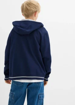 Chaqueta de chándal tipo college de algodón orgánico puro con capucha