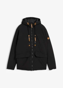 Chaqueta de invierno con capucha y detalles de piel sintética