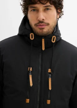 Chaqueta de invierno con capucha y detalles de piel sintética
