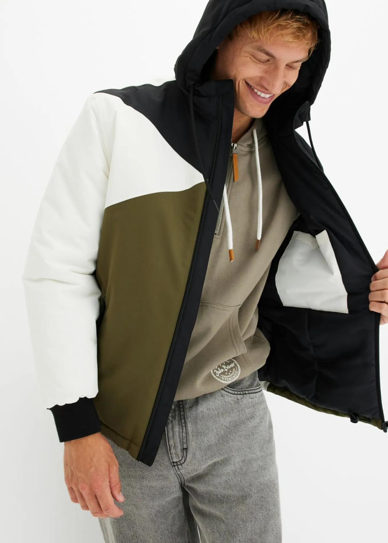Chaqueta de invierno con capucha en color block