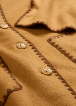 Chaqueta de lana con bordado decorativo (conjunto de 2 piezas con bufanda)
