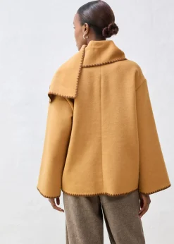 Chaqueta de lana con bordado decorativo (conjunto de 2 piezas con bufanda)
