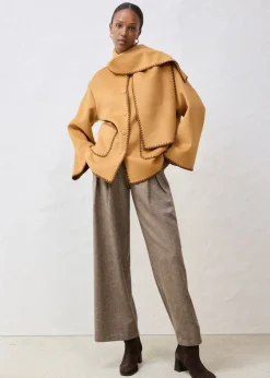 Chaqueta de lana con bordado decorativo (conjunto de 2 piezas con bufanda)