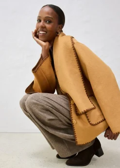 Chaqueta de lana con bordado decorativo (conjunto de 2 piezas con bufanda)