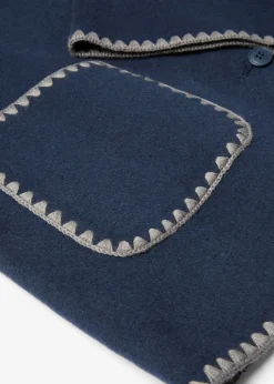 Chaqueta de lana con bordado decorativo (conjunto de 2 piezas con bufanda)