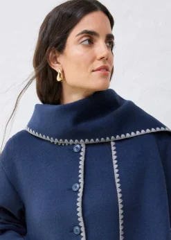 Chaqueta de lana con bordado decorativo (conjunto de 2 piezas con bufanda)