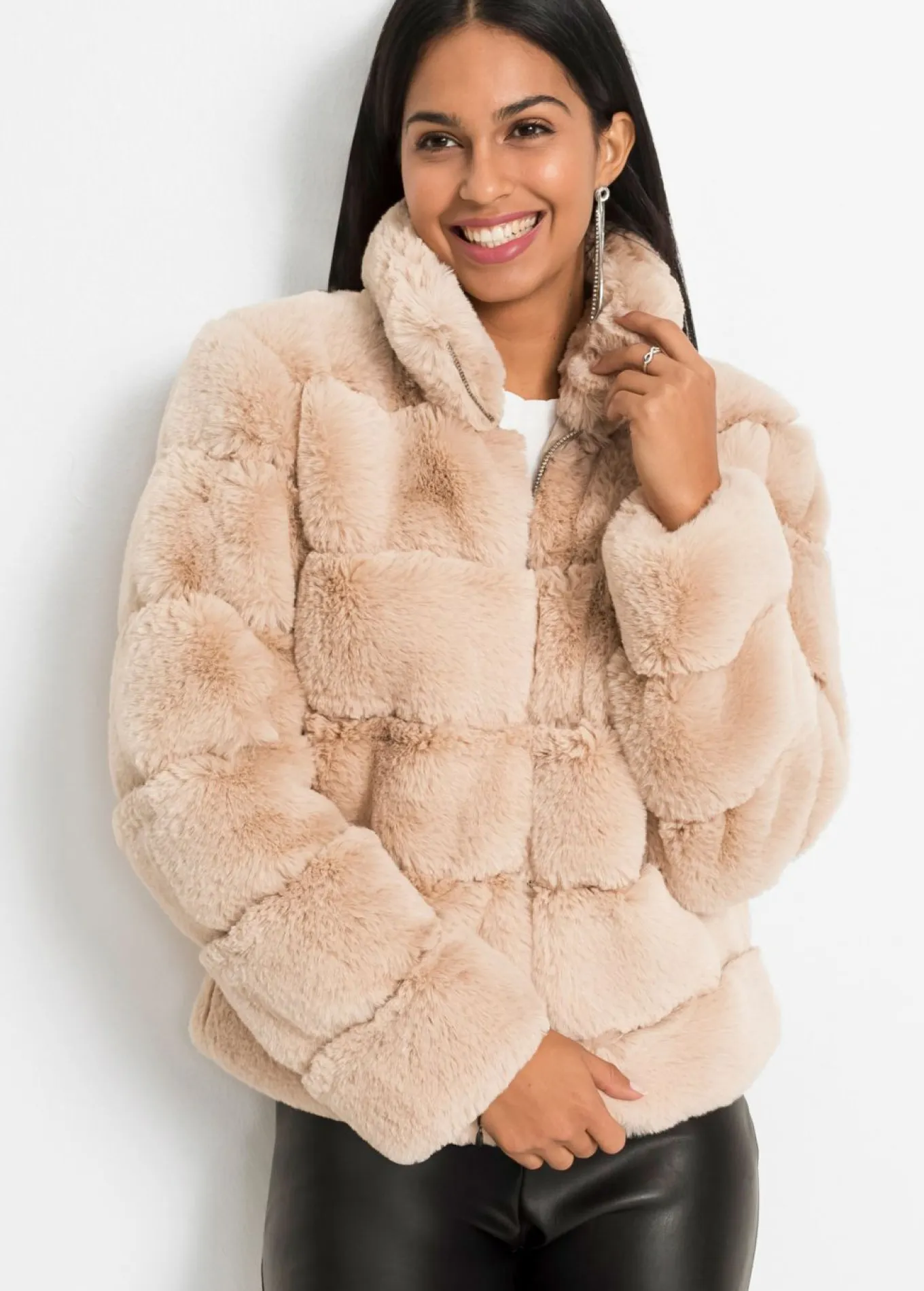 Chaqueta de pelo sintético con cremallera