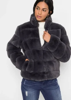 Chaqueta de pelo sintético con cremallera