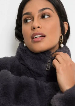 Chaqueta de pelo sintético con cremallera