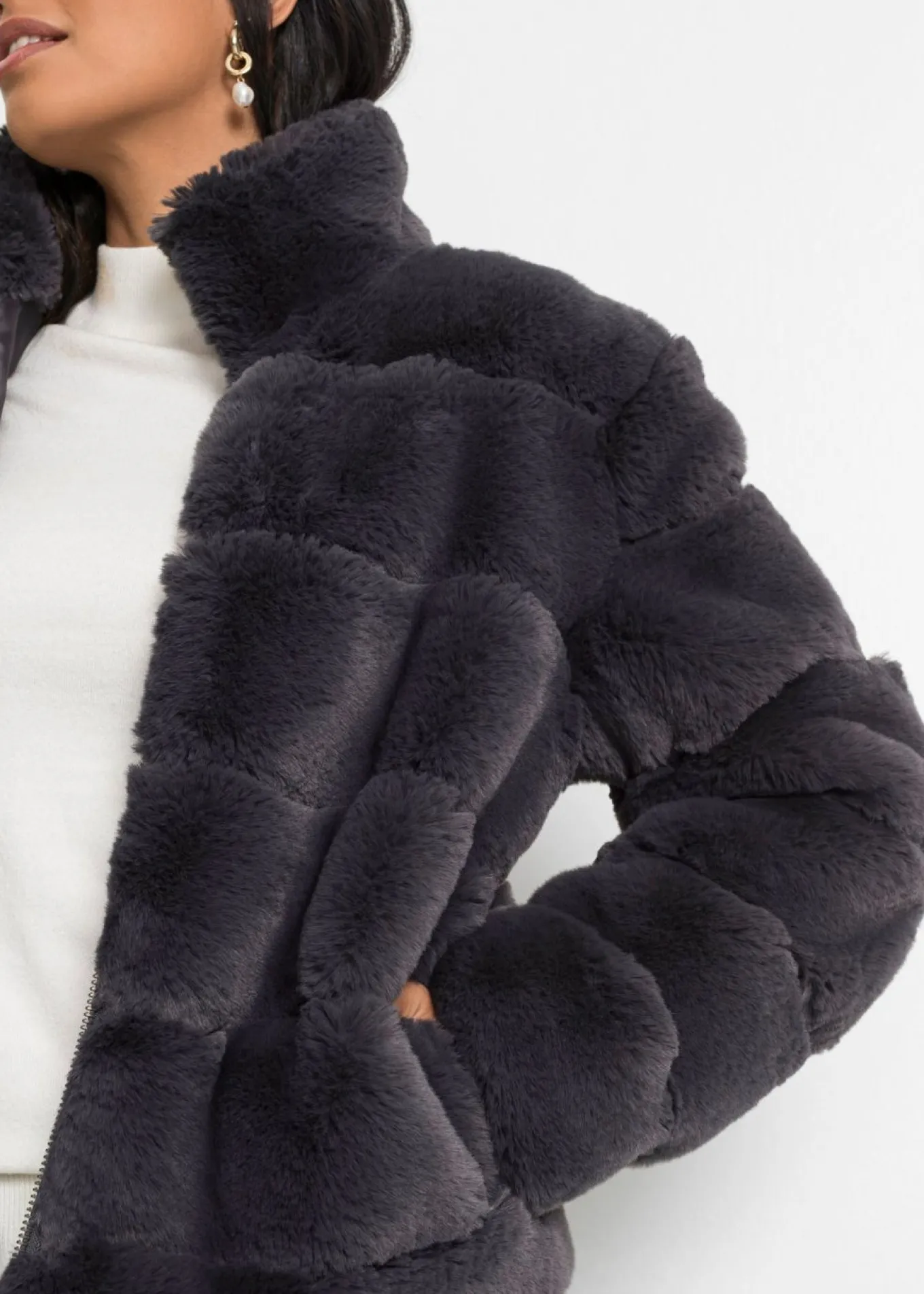 Chaqueta de pelo sintético con cremallera