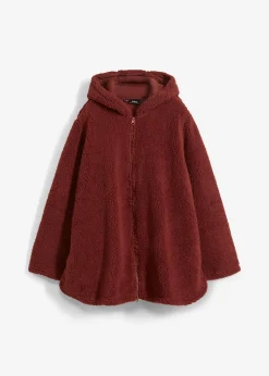 Chaqueta de peluche, corte en A, con aberturas laterales