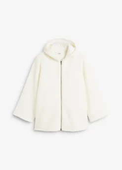 Chaqueta de peluche, corte en A, con aberturas laterales