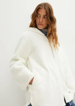 Chaqueta de peluche, corte en A, con aberturas laterales